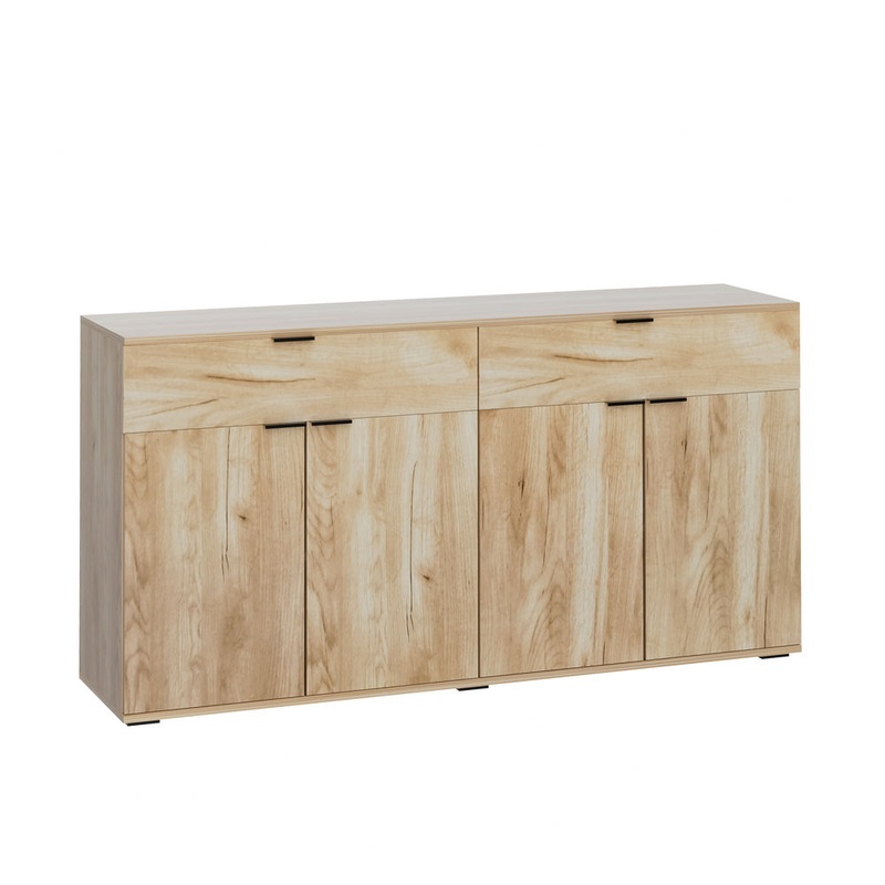 Sideboard High Gloss 4 Doors 2 Drawers Natural