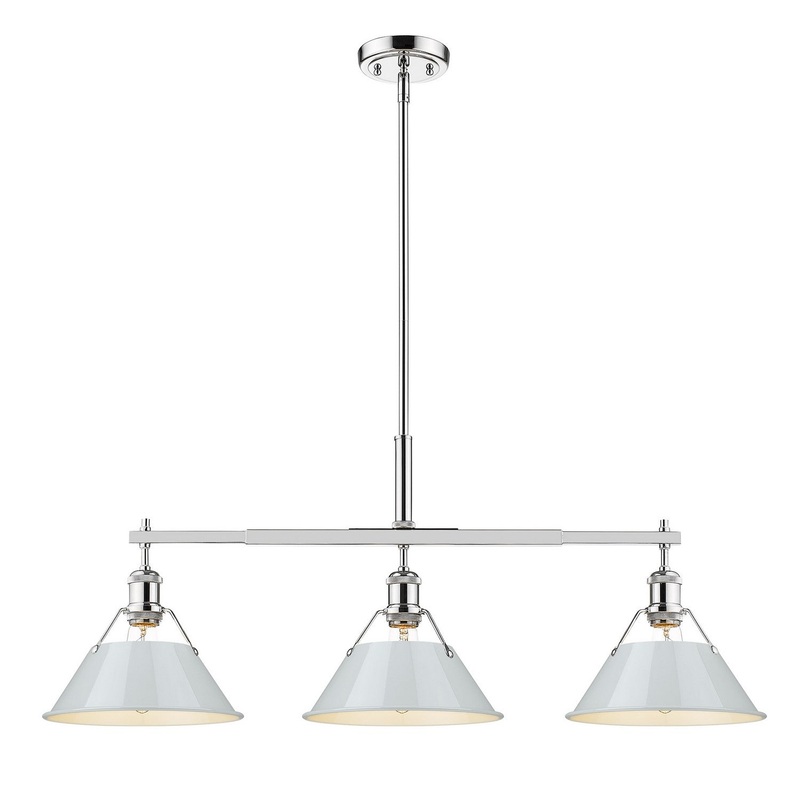 Three Light Linear Pendant from the Orwell Collection in Chrome Finish by Golden
