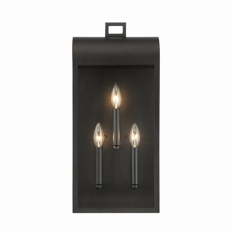 Three Light Outdoor Wall Sconce from the Sawyer Collection in Satin Black Finish by Eurofase