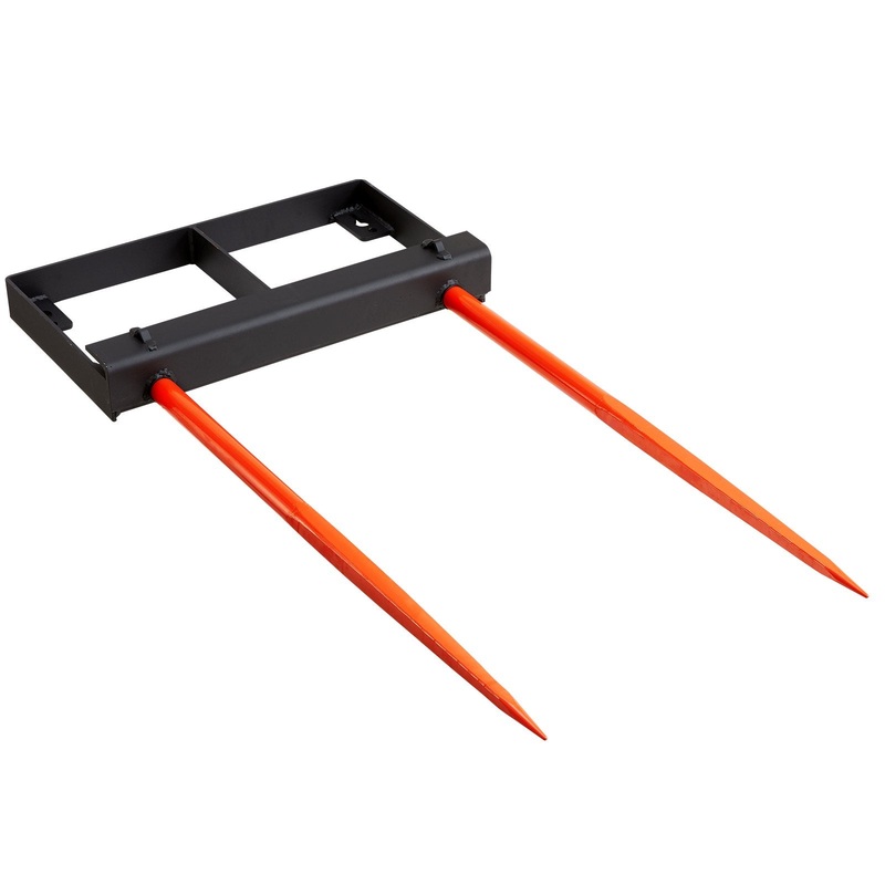 VEVOR 49″ Hay Spear, Bale Spears 1360kg Loading Capacity, Skid Steer Loader Tractor Bucket Attachment with 2pcs 17.5″ Stabilizer Spears and 60″ Chain, Quick Attach Spike Forks
