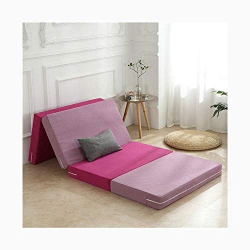 YANGLY 10 Centimetri di Spessore Multifunzionale Materasso Pieghevole Fold 4 Materasso for Pausa Pranzo Mats, Mats Gioco, Tatami, Letti A Castello (Color : Striped Powder, Size : 59x79inch)