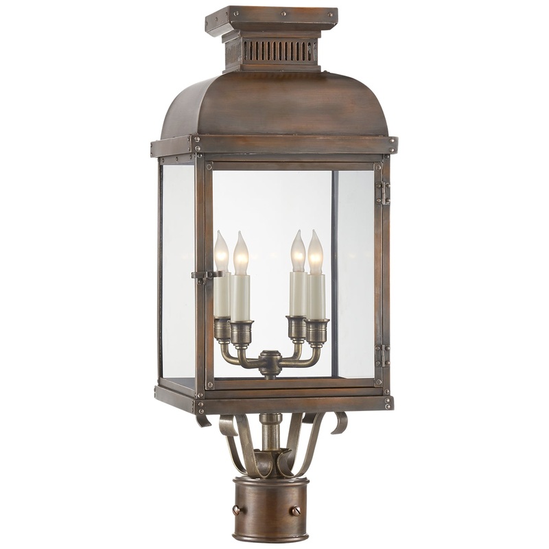 Four Light Post Lantern from the Suffork Collection in Natural Copper Finish by Visual Comfort Signature