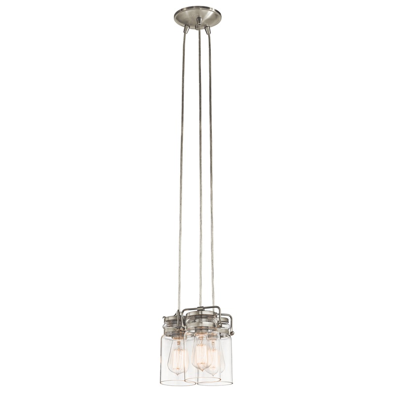 Kichler 42869NI Three Light Pendant, Brushed Nickel