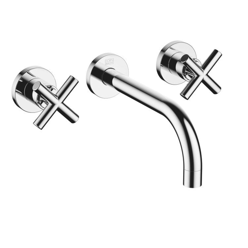 Lavatory Faucet TARA Wall Mount Mixer 2 Cross ADA WaterSense Chrome 1.2 Gallons per Minute Less Drain 3 Hole