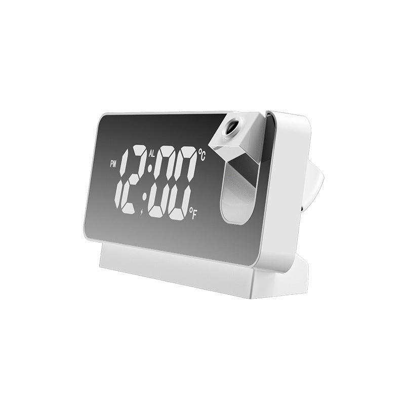 LED Digital Projection Alarm Clock – Temperature, Date, Snooze & 180 Adjustable Projector(White shell white light)