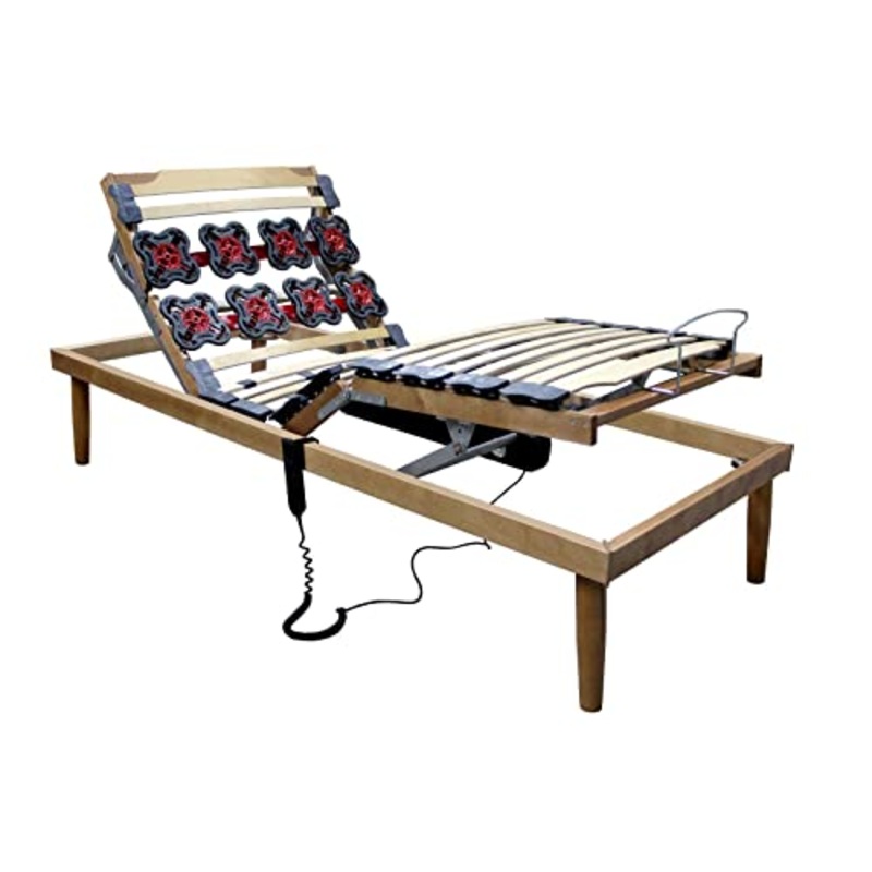 MEMORYLINE Super Offerta – ROYAL Rete elettrica motorizzata singola (80×190 cm) con regolatori ergonomici, doppio motore OKIN, telaio e doghe in legno di faggio, dispositivo medico