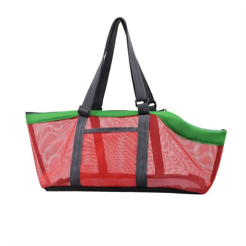 Red And Grey Lightweight Breathable Mesh Pet Carrier Handbag – Portable Travel Tote for Small Dogs & Cats up to 8kg
