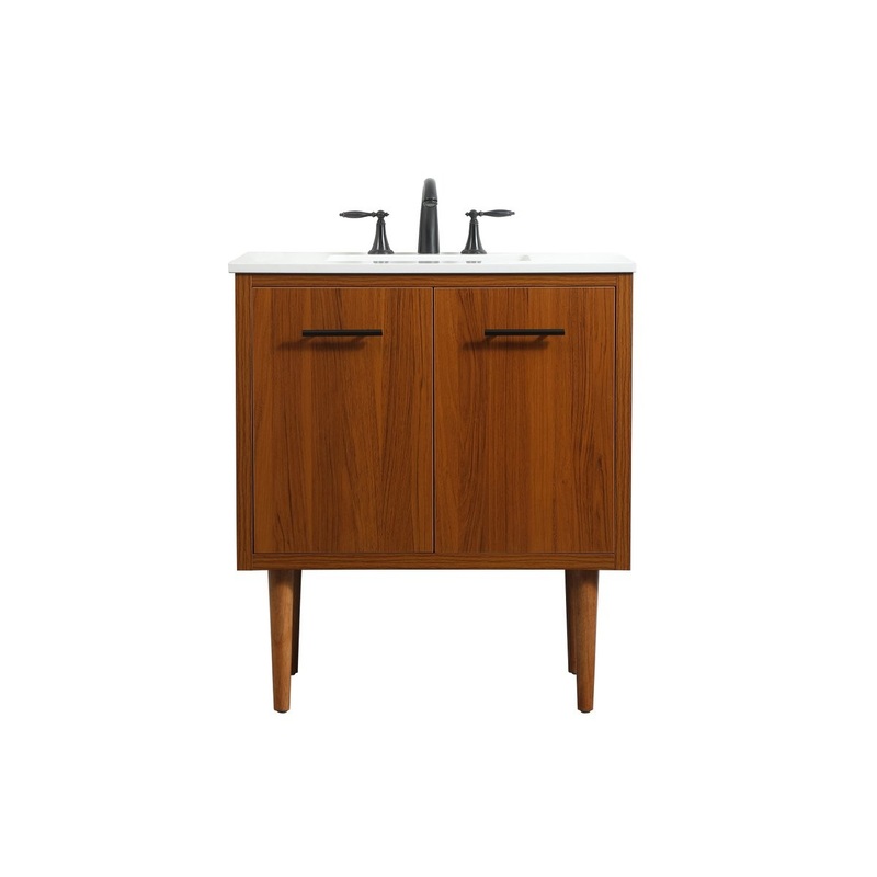 Single Bathroom Vanity from the Cyrus Collection in Teak Finish by Elegant Lighting
