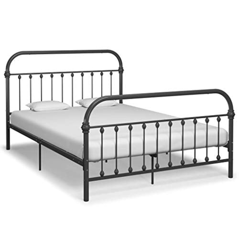 Tidyard Struttura Letto Singolo Matrimoniale in Mettallo Grigio con Doghe,Giroletto in Mettallo,Letto con Doghe,Letto in Metallo,Letto Singolo,Letto Matrimoniale 90×200 cm 160/200×200 cm