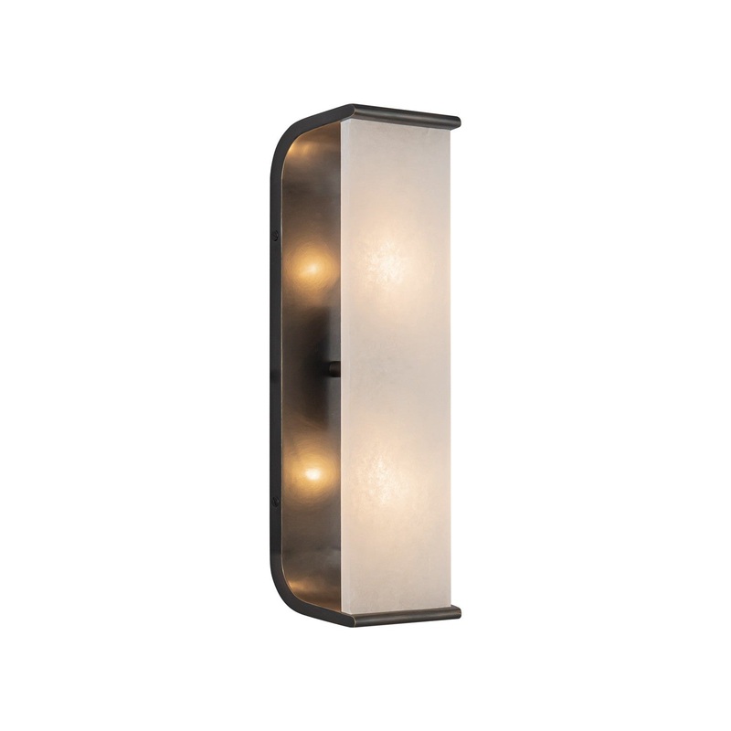 Two Light Vanity from the Abbott Collection in Urban Bronze/Alabaster Finish by Alora