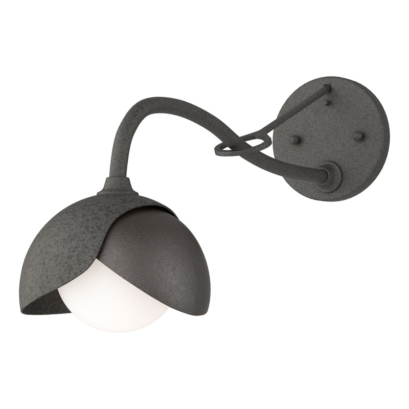 Brooklyn 1-Light Double Shade Long-Arm Sconce Natural Iron Oil Rubbed Bronze