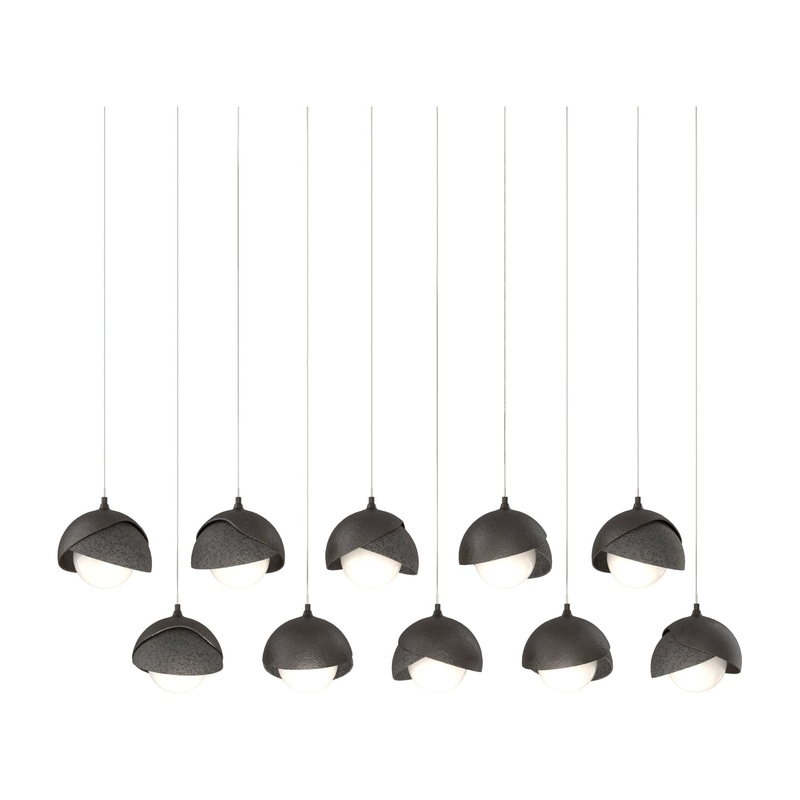 Brooklyn 10-Light Double Shade Pendant Oil Rubbed Bronze Natural Iron