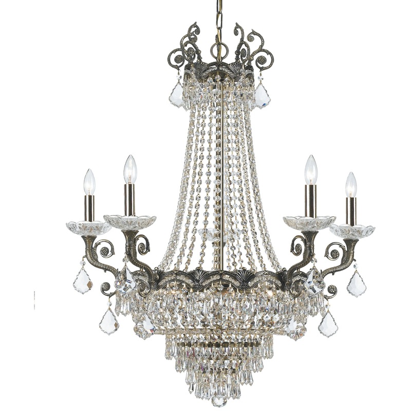 Crystorama 1486-HB-CL-MWP Majestic 11 Light Chandelier Historic Brass