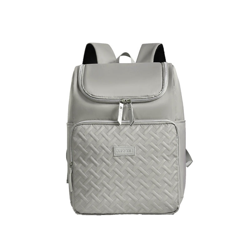 Grey Stylish Quilted Diaper Bag Backpack – Large 17L Capacity Lightweight Nappy Bag for Mum