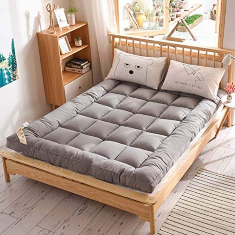 Huan Tatami Giapponese Futon Piano Materasso, Giapponese Tatami Pieghevole Materasso, Traspirante da Morbidi a Medio Tessuto Pavimento Materasso Grigio (Size : 150X200cm)