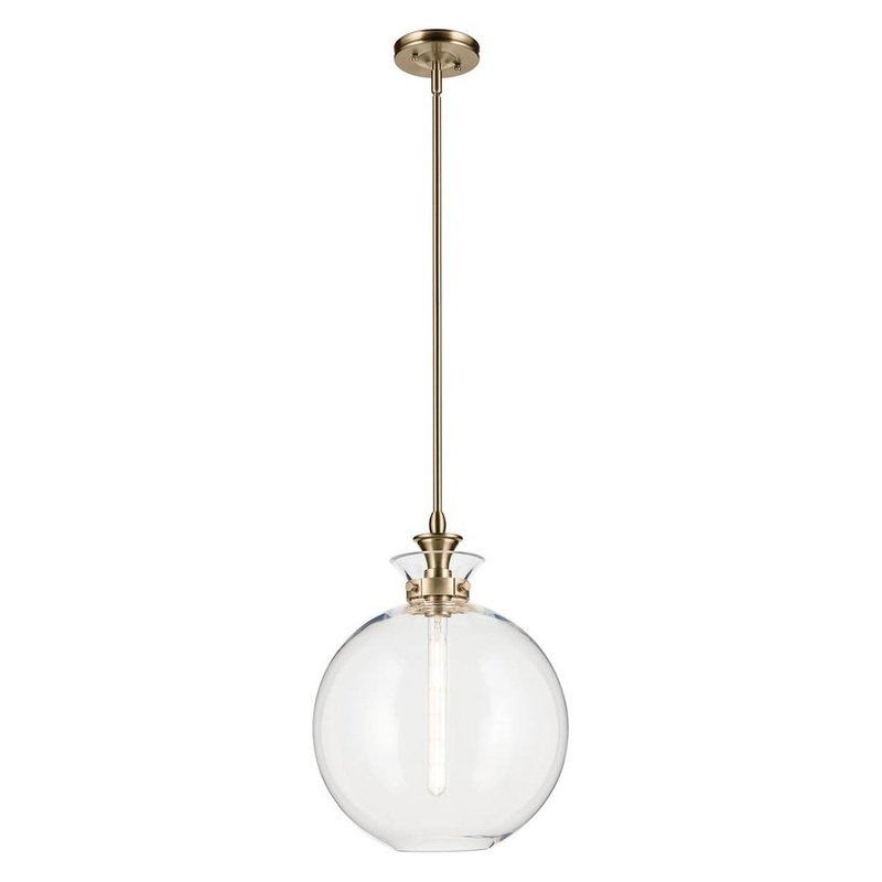 Laria 15″ 1-Light Pendant Champagne Bronze Clear Glass