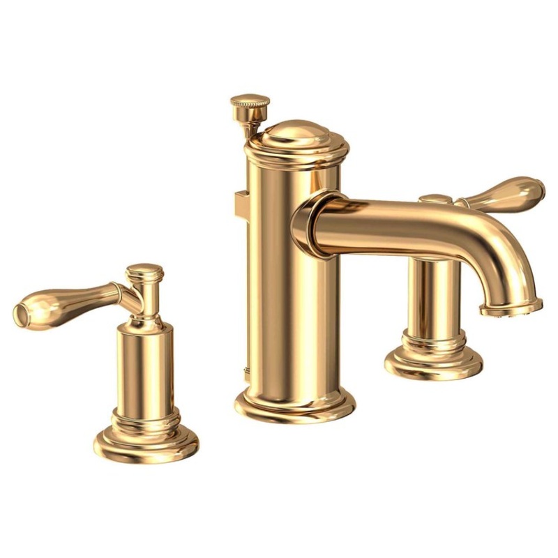 Lavatory Faucet Ithaca Widespread 8 to 20 Inch Spread 2 Lever ADA Polished Brass Uncoated Living 1.2 Gallons per Minute Brass Spout Height 3-5/16 Inch