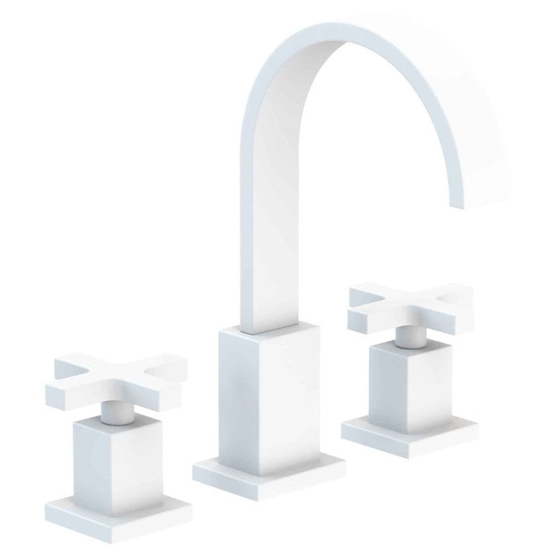 Lavatory Faucet Secant Widespread 8 to 20 Inch Spread 2 Cross ADA Matte White 1.2 Gallons per Minute Brass Spout Height 6-3/4 Inch