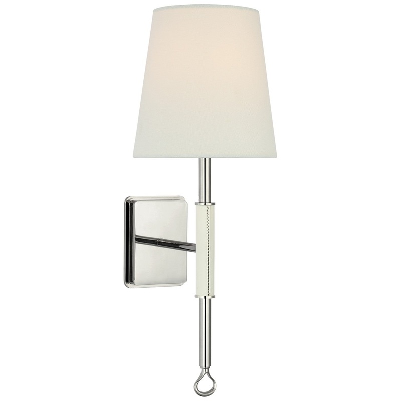 LED Wall Sconce from the Griffin Collection in Polished Nickel And Parchment Leather Finish by Visual Comfort Signature