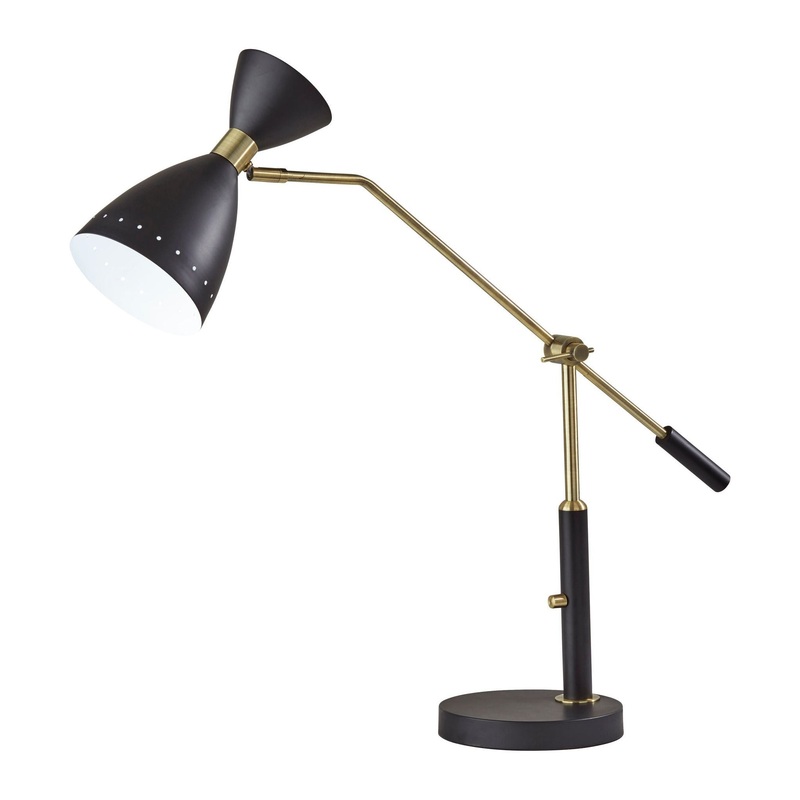 Oscar Adjustable Desk Lamp Black with Antique Brass