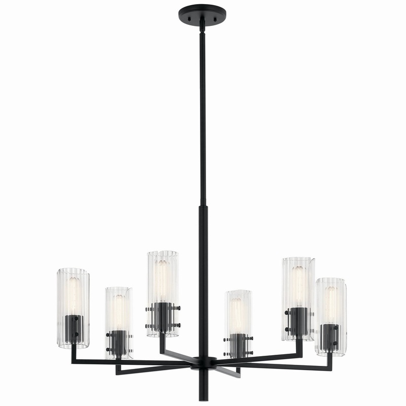 Six Light Chandelier from the Velestino Collection in Black Finish by Kichler