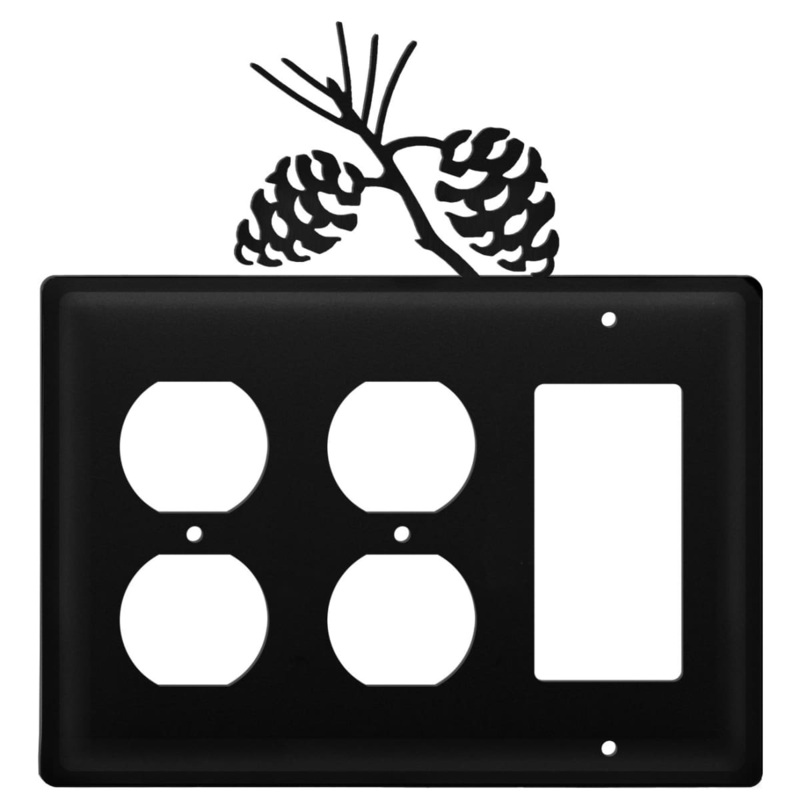 Village Wrought Iron EOOG-89 Triple Pinecone Double Outlet and Single GFI Cover CUSTOM Product