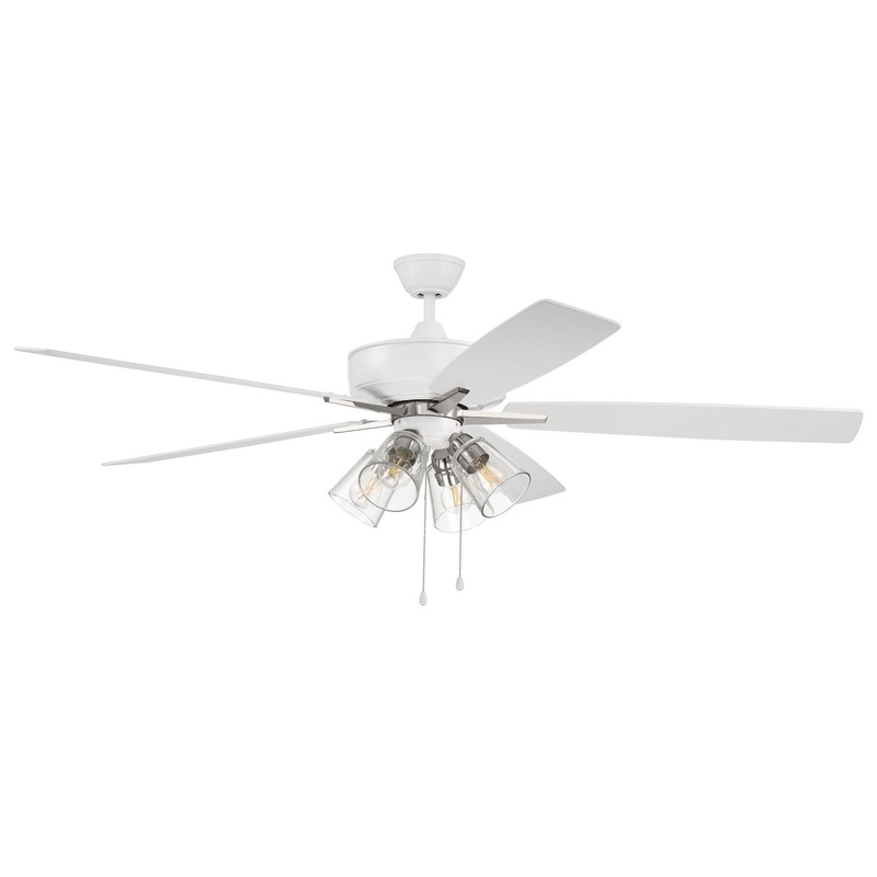 Craftmade S104WPLN5-60WWOK Super Pro 104 60″Ceiling Fan White/Polished Nickel