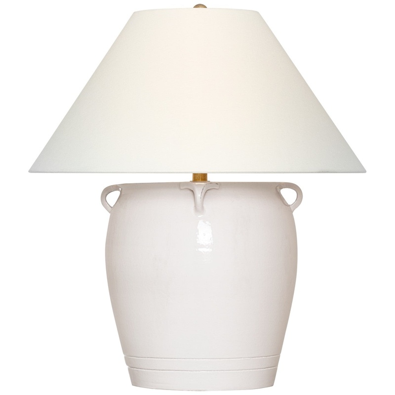 LED Table Lamp from the Fasano Collection in Glossy White Crackle Finish by Visual Comfort Signature