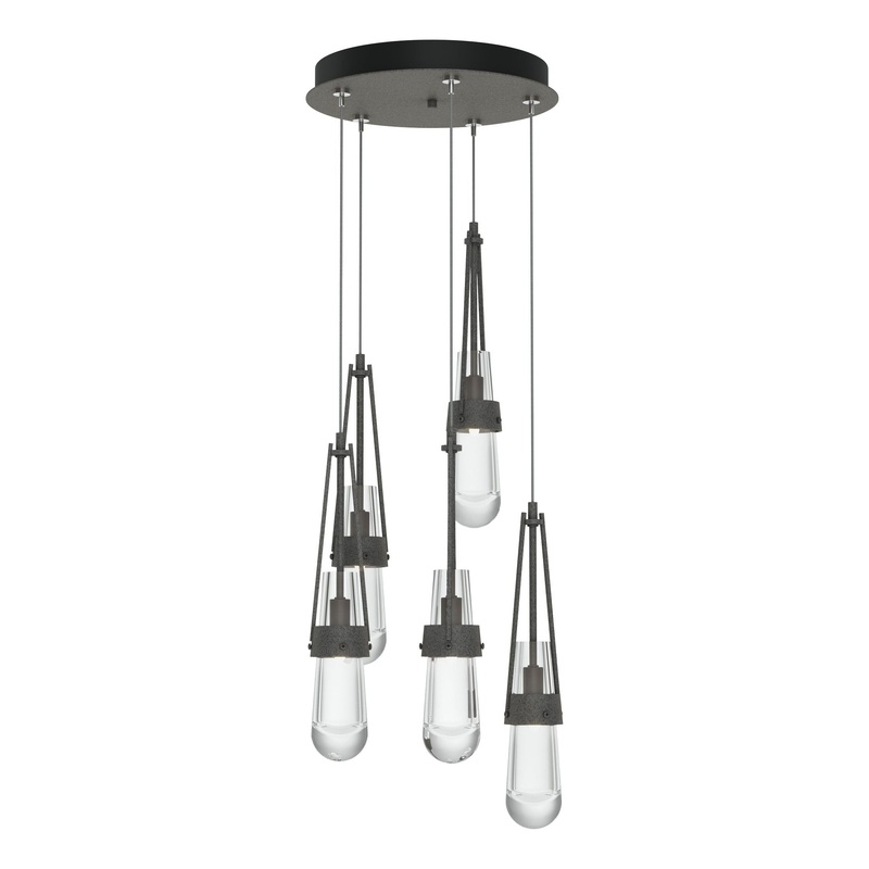 Link 5-Light Clear Glass Pendant Natural Iron