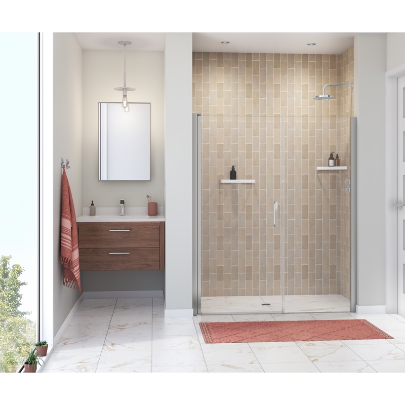 MAAX 138277-900-084-100 Manhattan 57-59 x 68 in. 6 mm Pivot Shower Door for Alcove Installation with Clear glass & Round Handle in Chrome