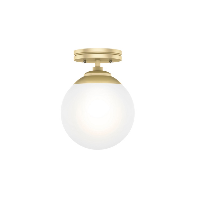 One Light Flush Mount from the Hepburn Collection in Modern Brass Finish by Hunter
