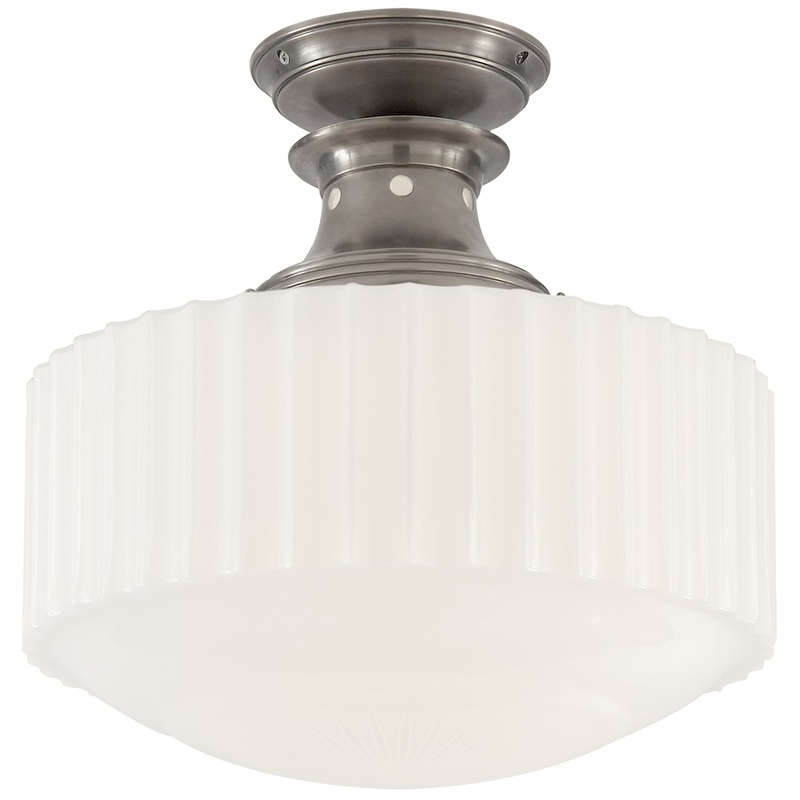 One Light Flush Mount from the Milton Road Collection in Antique Nickel Finish by Visual Comfort Signature