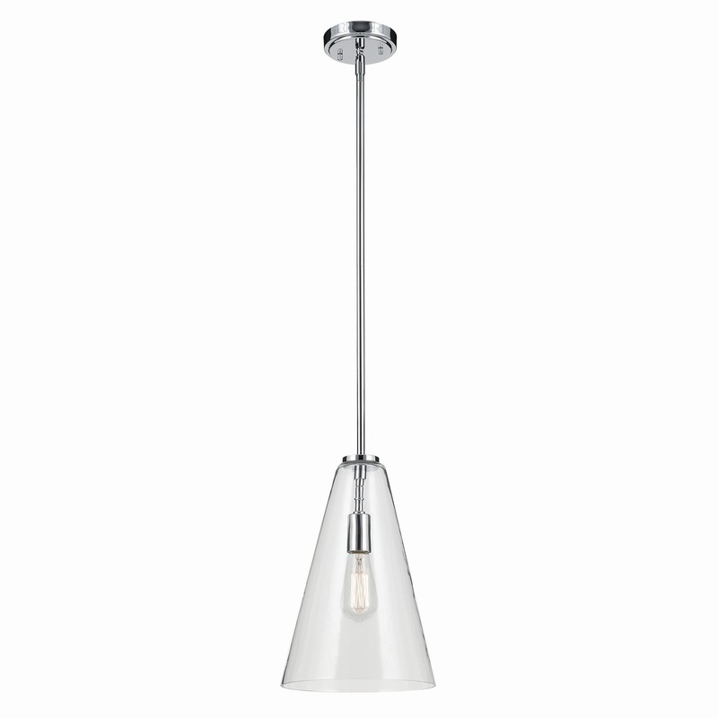 One Light Pendant from the Everly Collection in Chrome Finish by Kichler