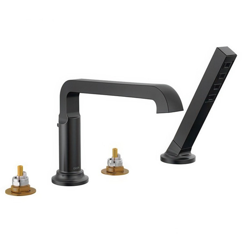 Roman Tub Trim Less Handle Matte Black WaterSense ADA 3 Hole 18 Gallons per Minute