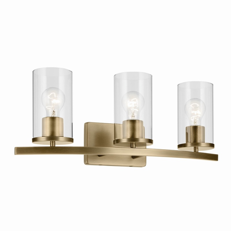Three Light Bath from the Crosby Collection in Natural Brass Finish by Kichler