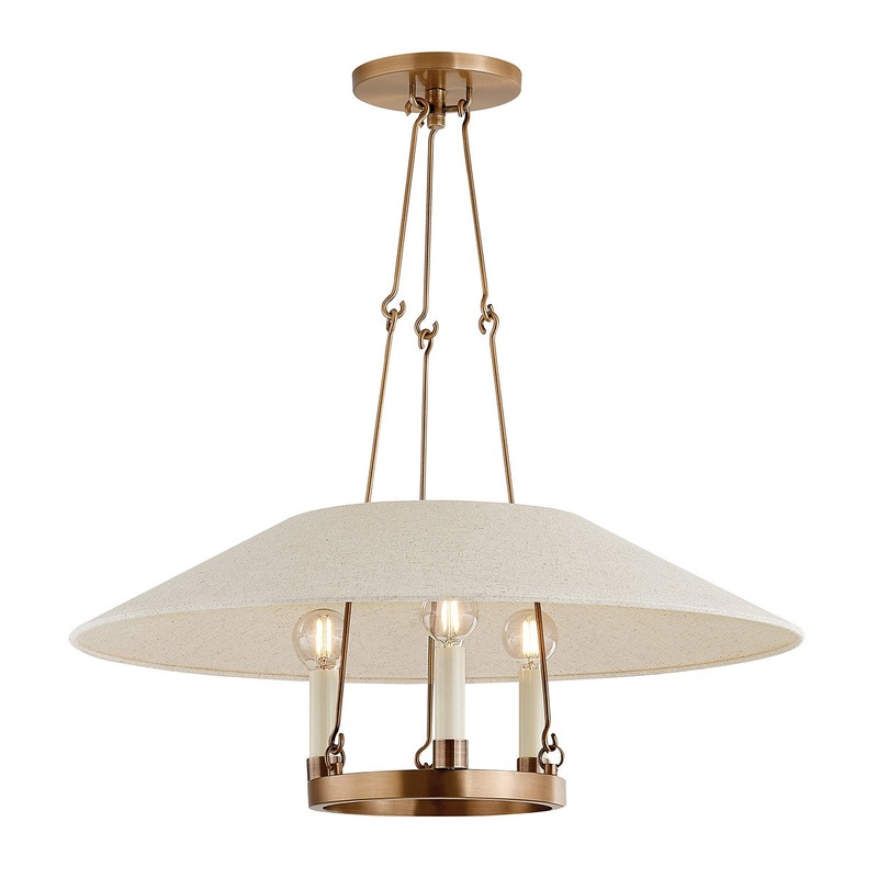 Three Light Chandelier from the Archive Collection in Patina Brass Finish by Troy Lighting