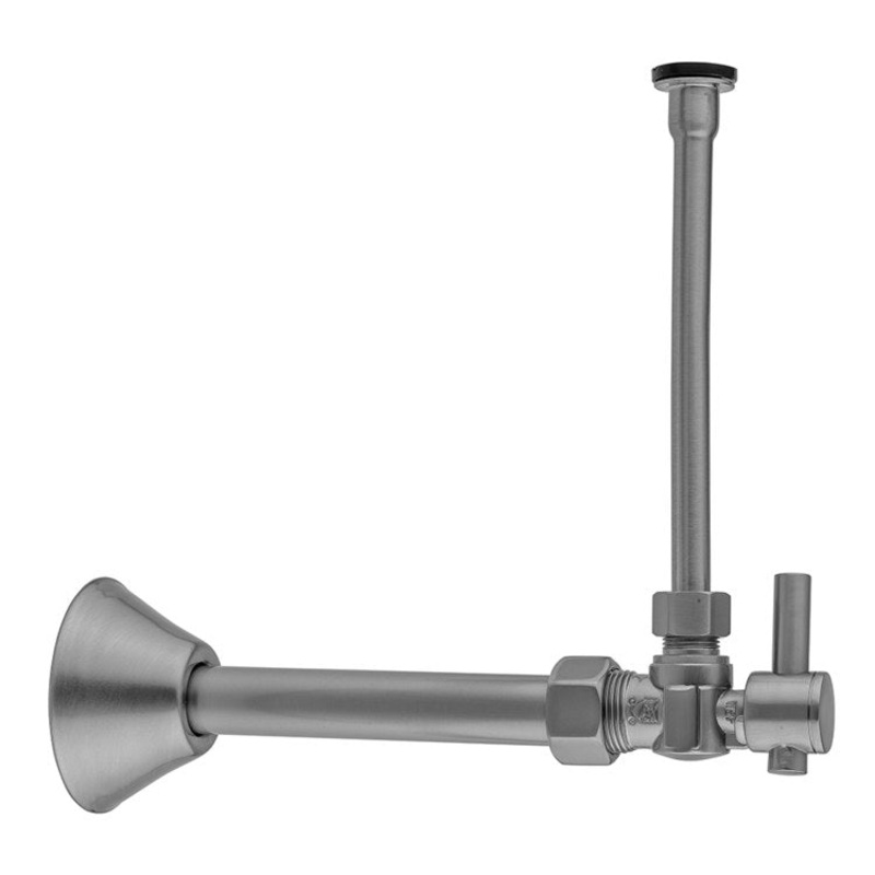 Toilet Supply Kit Quarter Turn Angle Pattern 5/8IN OD x 3/8IN OD 20 Inch Satin Brass Lever Compression Part Number 621-2-72CT