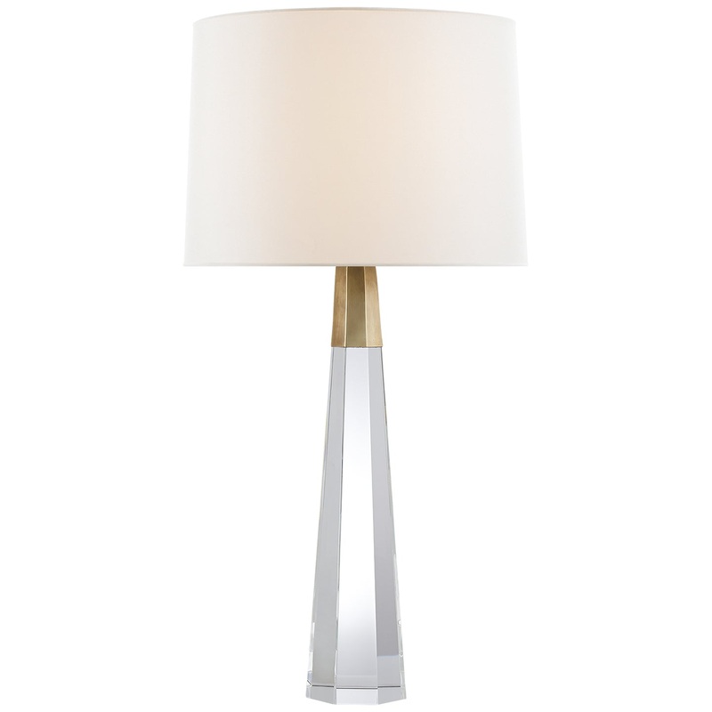Two Light Table Lamp from the Olsen Collection in Crystal With Brass Finish by Visual Comfort Signature