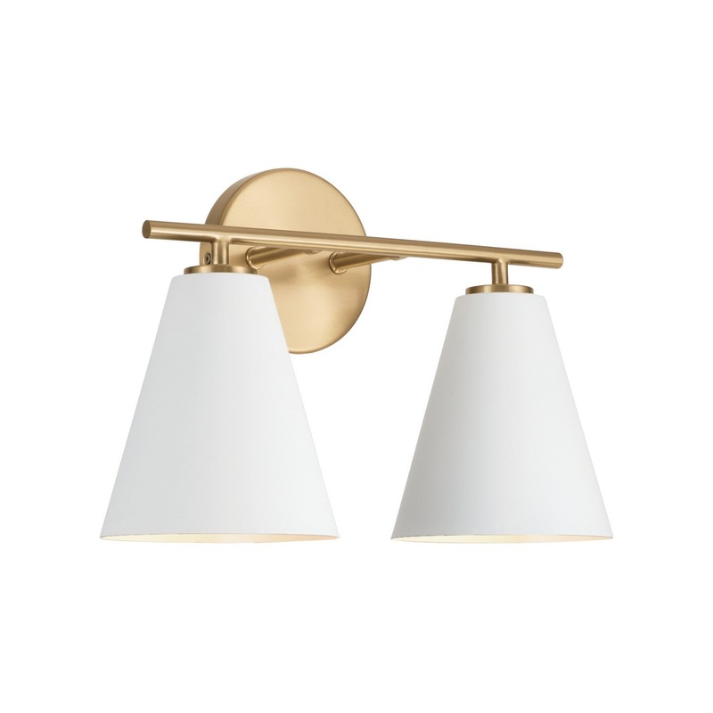 Two Light Vanity from the Charlie Collection in Matte Brass and White Finish by Capital Lighting