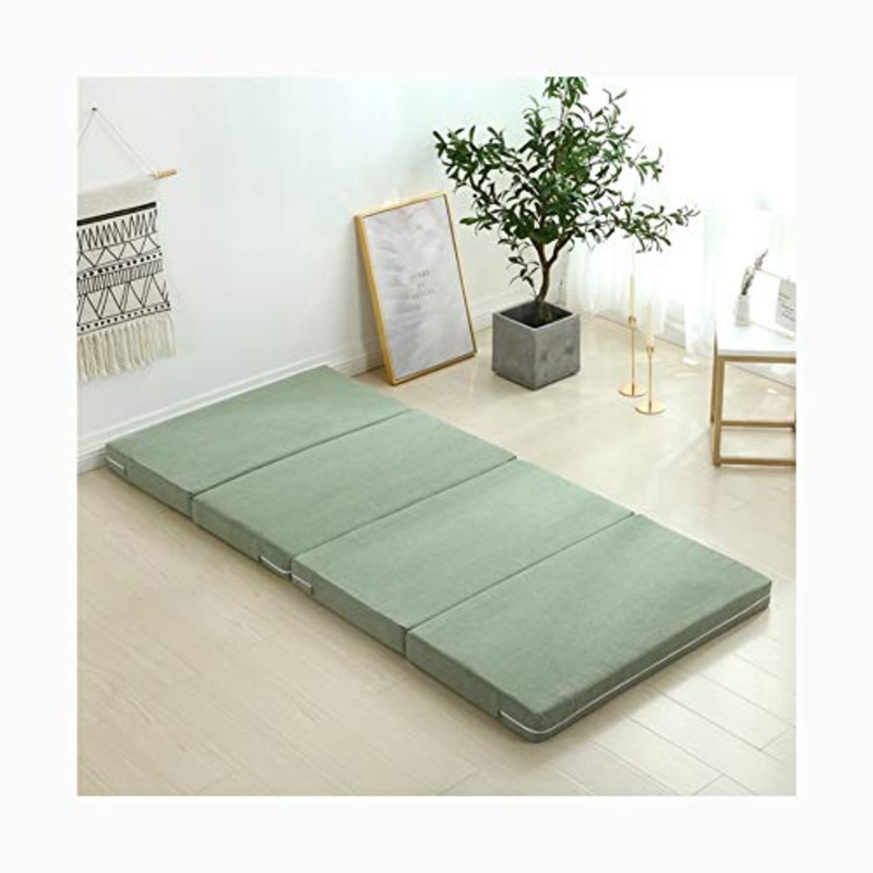 YANGLY Multifunzionale Materasso Pieghevole 5cm di Spessore Pieghevole for 4 Strati Traspirante E Lavabile (Color : Light Green, Size : 24x79inch)