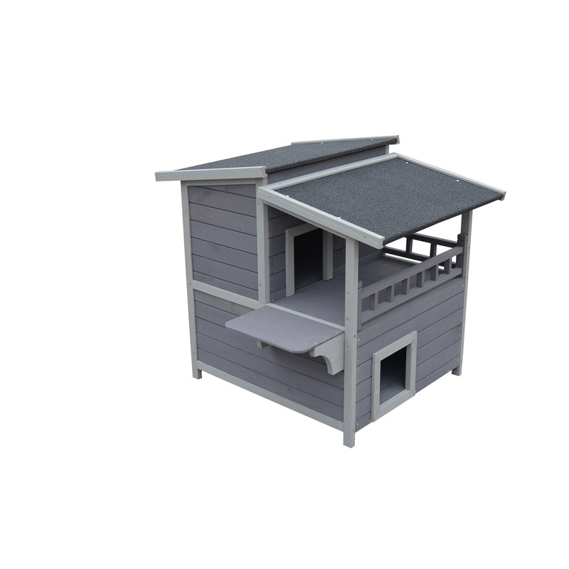 YES4PETS 2 Story Cat Shelter Condo with Escape Door Rainproof Kitty House