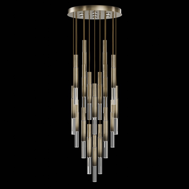 Antonia 31″W Round Pendant Ombre Bronze/Nickel/No Skin
