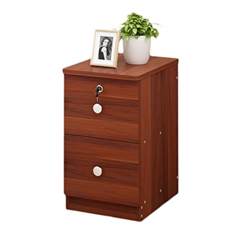 Comodino Assemblea Domestica Piccolo Mini Locker con la Serratura Storage Box corridoio Laterale Tabella Camera Studio FANJIANI (Color : Red Walnut, Size : 25X39X50cm)