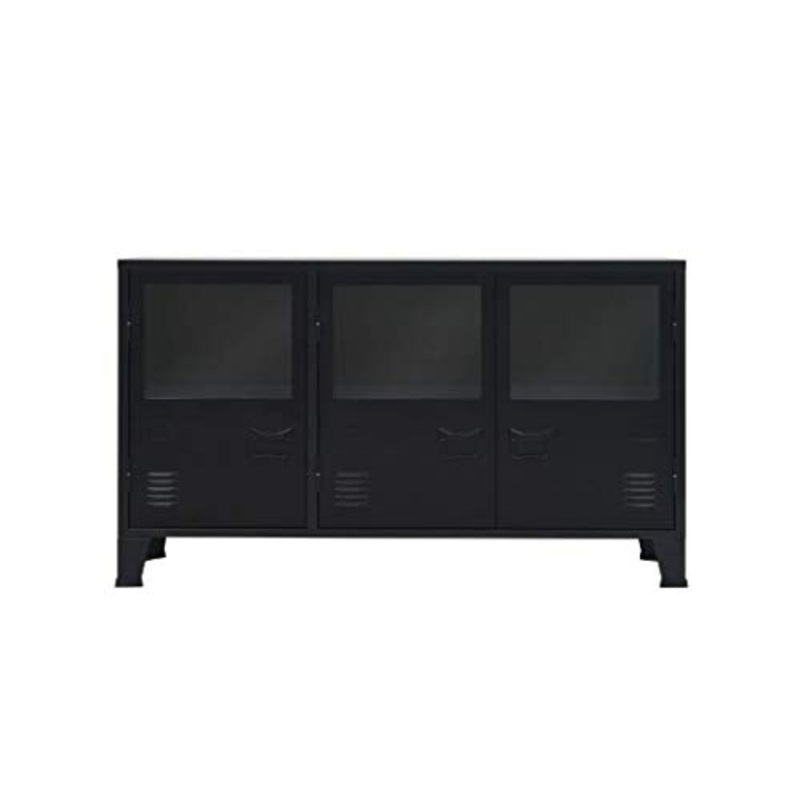 Credenza mobile mobile mobile portaoggetti industriale metallico per soggiorno, ufficio, camera, hotel, sala studio, colore: nero