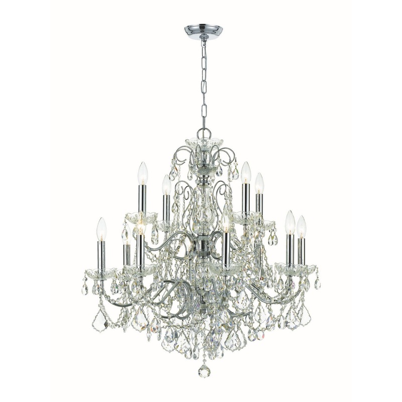 Crystorama 3228-CH-CL-MWP Imperial 12 Light Chandelier Polished Chrome