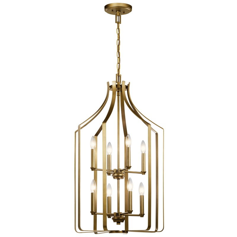 Kichler 42498NBR Eight Light Foyer Chandelier, Natural Brass