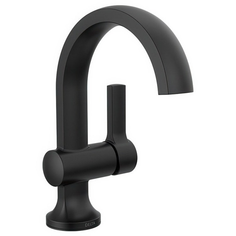 Lavatory Faucet Albion 2 to 6-1/16 Inch Spread 1 Lever ADA WaterSense Matte Black 1.2 Gallons per Minute Deck Mount Pop-Up 1 Hole