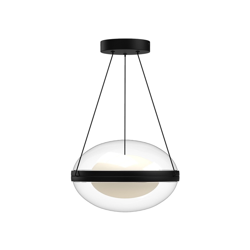 LED Pendant from the Virgo Collection in Black/Opal Glass Finish by Kuzco Lighting