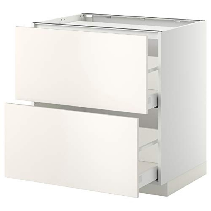 METOD/MAXIMERA base cabina f piano cottura/2 frontali/2 cassetti 80×61.6×88 cm bianco/Veddinge bianco
