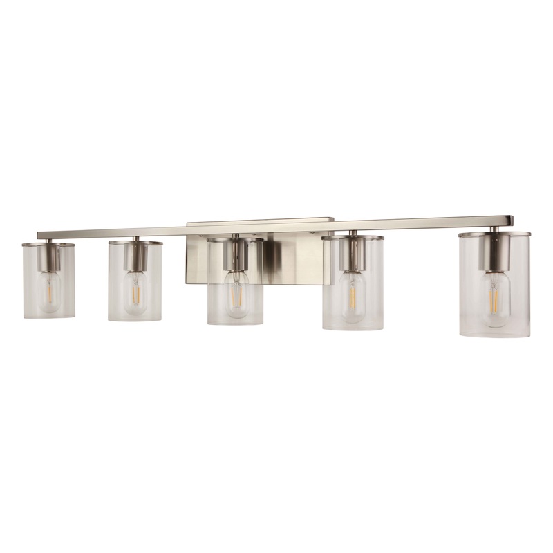 Moraine 5-Light Vanity Satin Nickel with Clear Glass